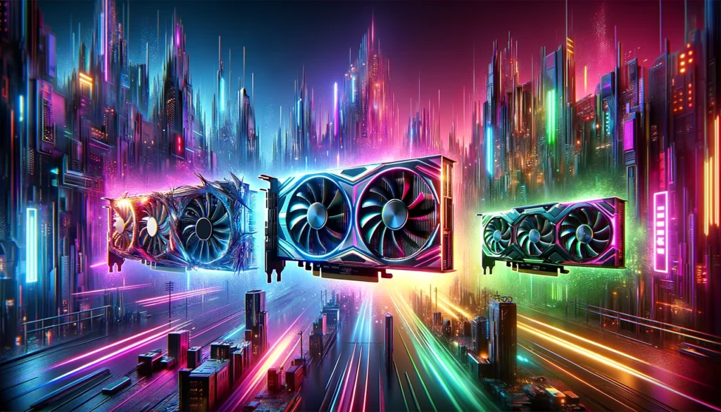 DALL·E 2024 05 16 08.49.22 A high resolution professional cover image for a blog article titled Top 5 Graphics Cards for Gaming in 2024 Analysis and Recommendations. This im